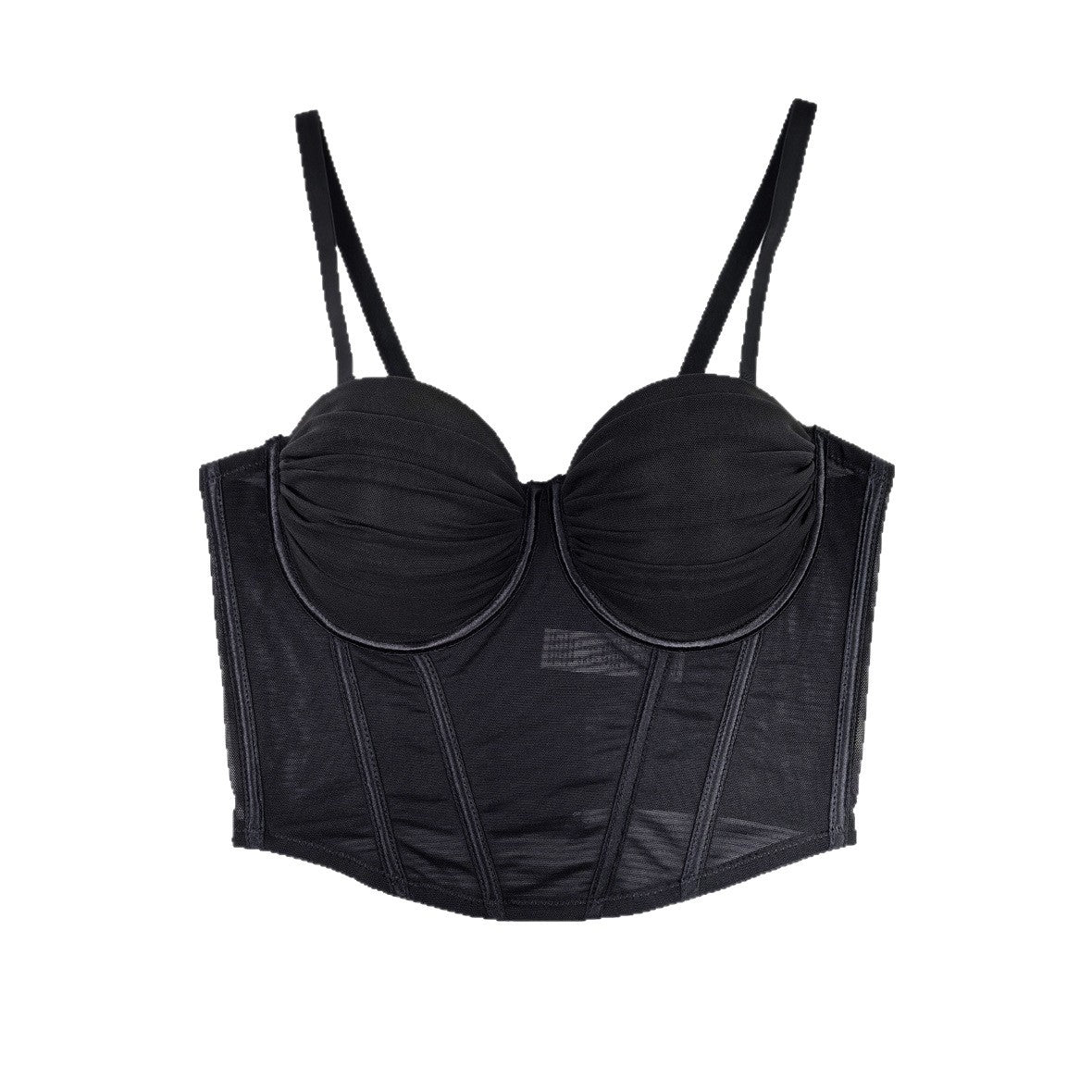 French Lace Mesh Backless Boned Bustier Top